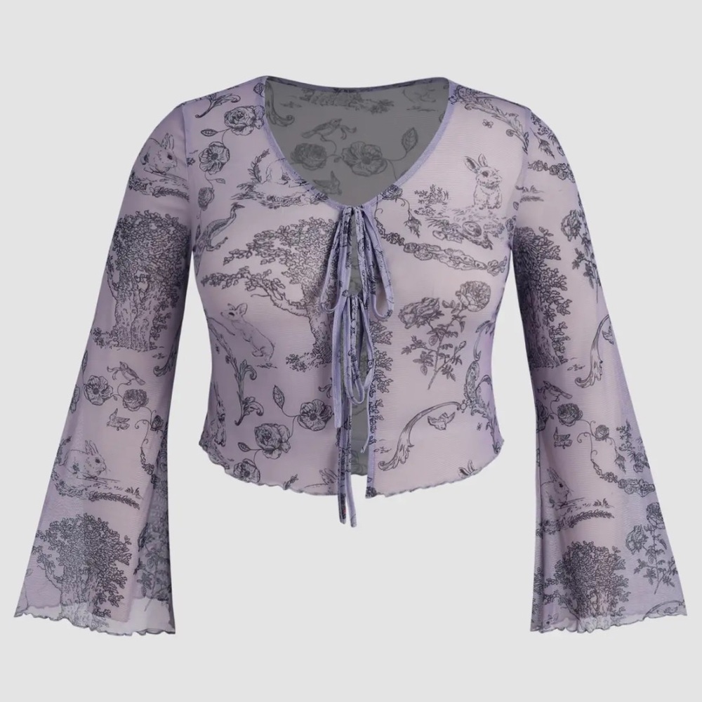 Cider Curve & Plus Mesh Tie Front Cardigan NWOT